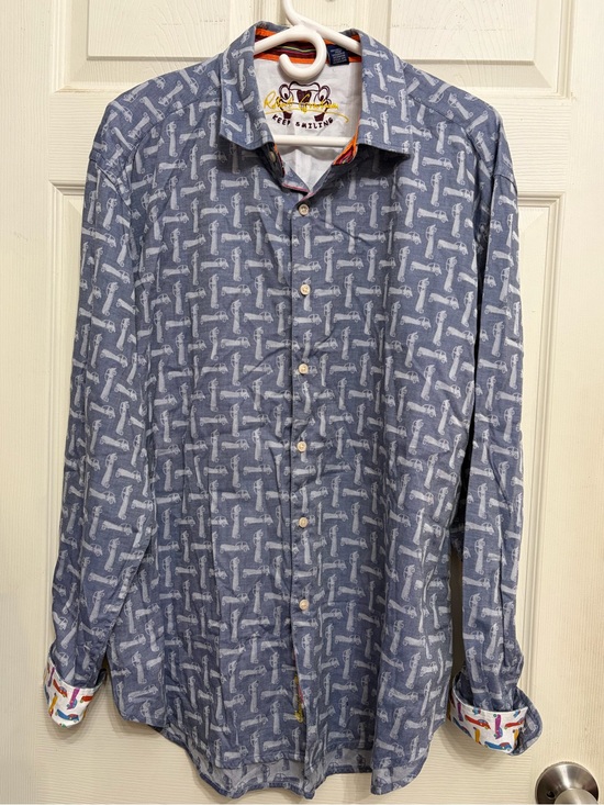 Robert Graham Other - Robert Graham Men's Blue cars Patterned Long-Sleeve Button-Up Shirt size 2XL